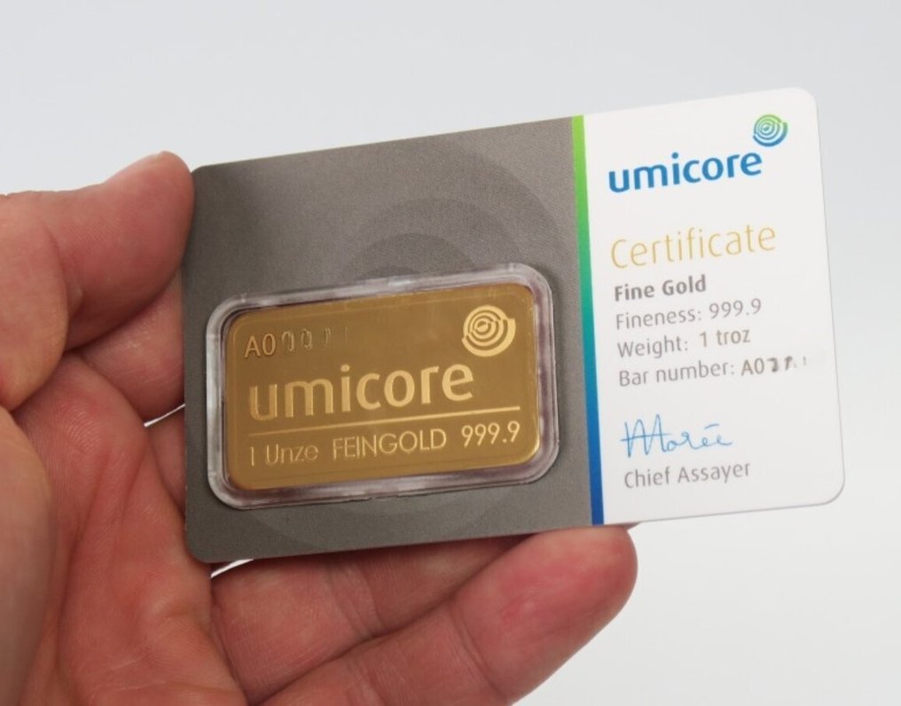 1 Troy Ounce - Gold .999 - Umicore - Sealed & with certificate #2.1