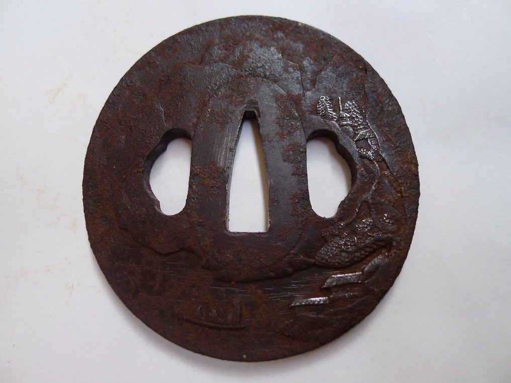 山景自然风光图案宝塔主题的刀柄垫 - 日本 - 江戶時代（1600-1868） #1.0