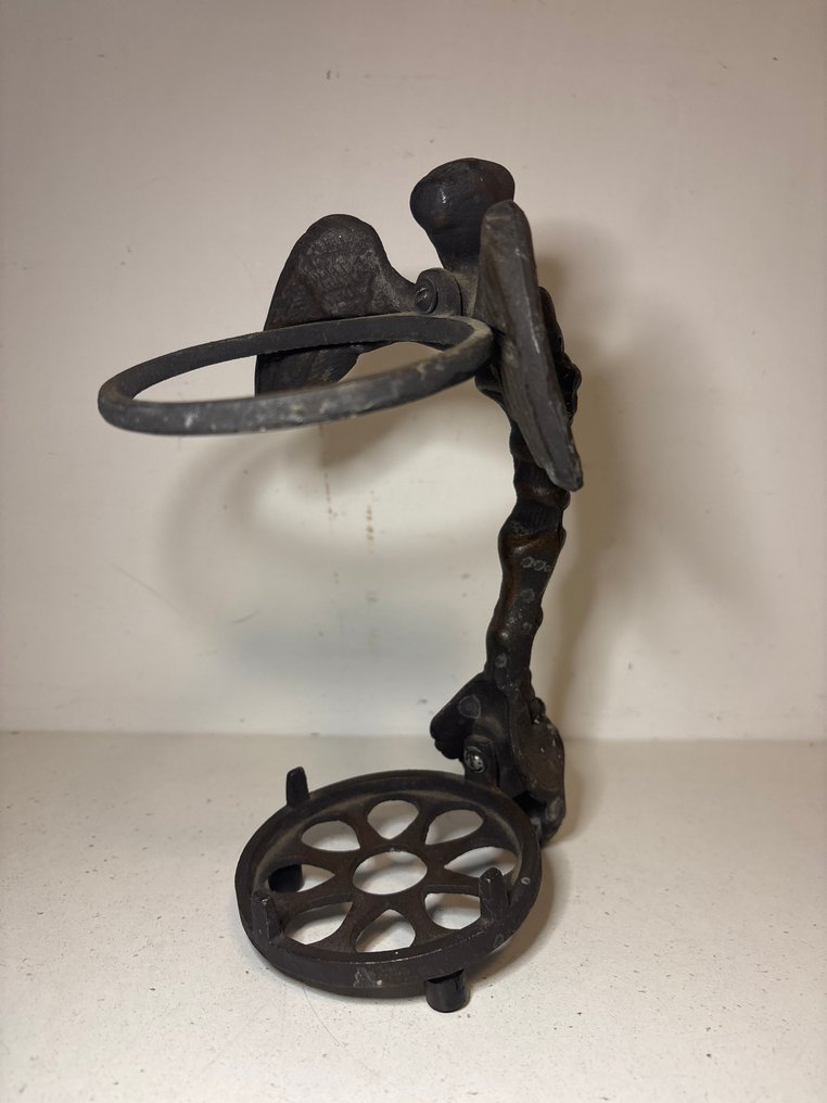 Skulptur, Wijnfles houder met engel en Bacchus - 23 cm - Jern #3.2