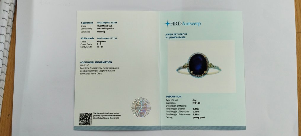 沒有保留價 - 戒指 - 14 克拉 黃金 -  2.68ct. tw. 藍寶石 - 鉆石 #4.3