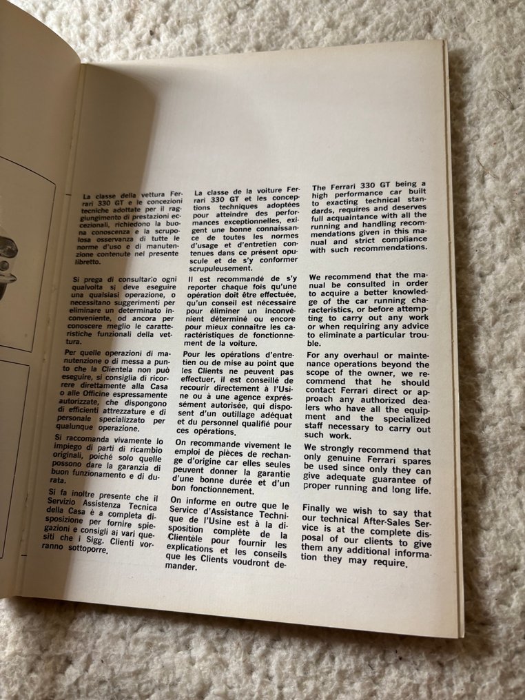 Ferrari 330 GT operating, maintenance and service handbook - 1960 #4.3