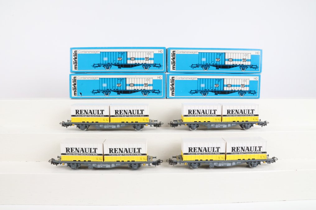 Märklin H0 - 4767 - Vagón de tren de mercancías a escala (4) - Camiones portacontenedores Renault - SNCF #1.0