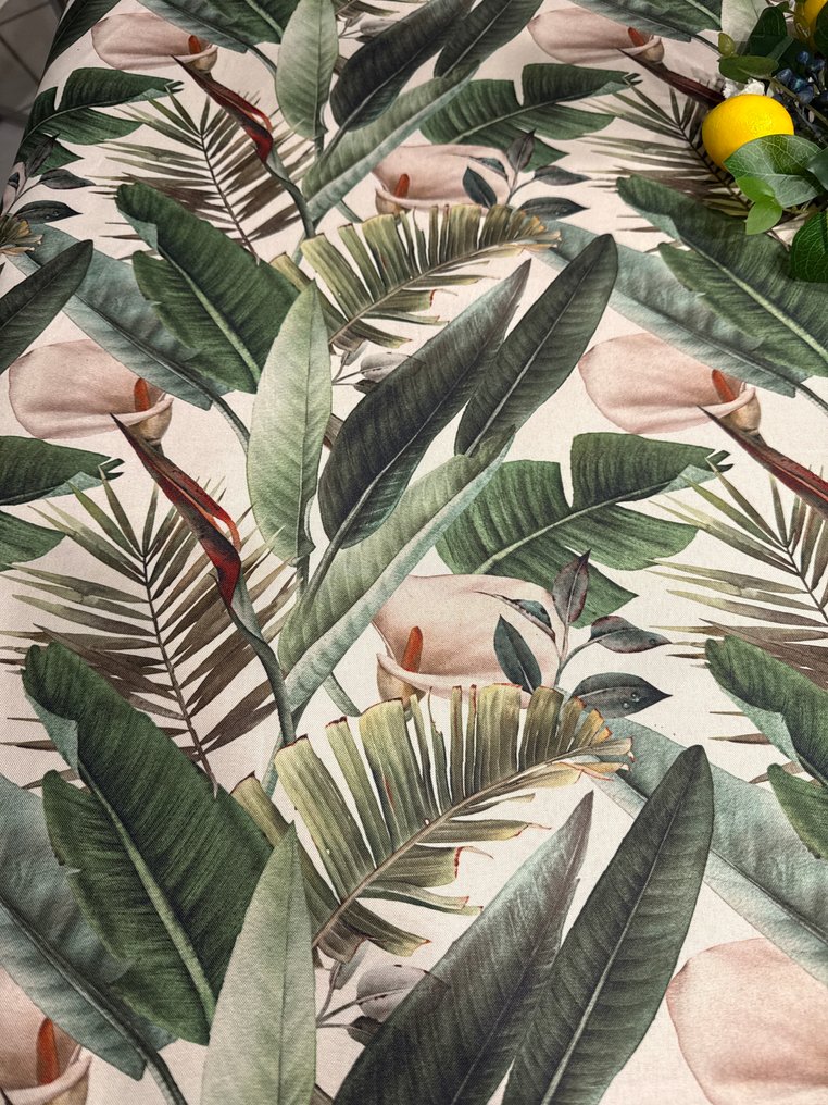 San Leucio - Față de masă mare și exclusivistă cu palmieri și calas. - Față de masă  - 250 cm - 140 cm #4.3