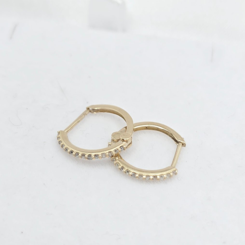 Nincs minimálár - Drop fülbevaló - 14 kt. Sárga arany - 0.15ct. tw. Gyémánt (Természetes) #1.0