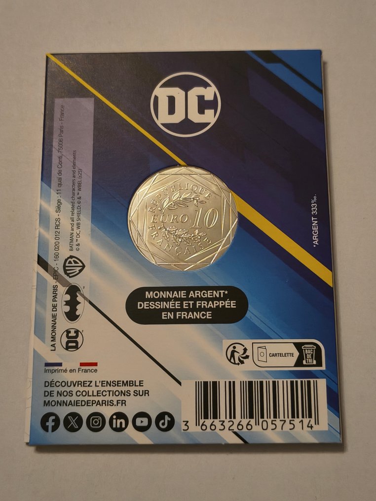 Frankrijk. 10 Euro 2025 silver colored coin - Joker 2/18 (Zonder minimumprijs) #2.1