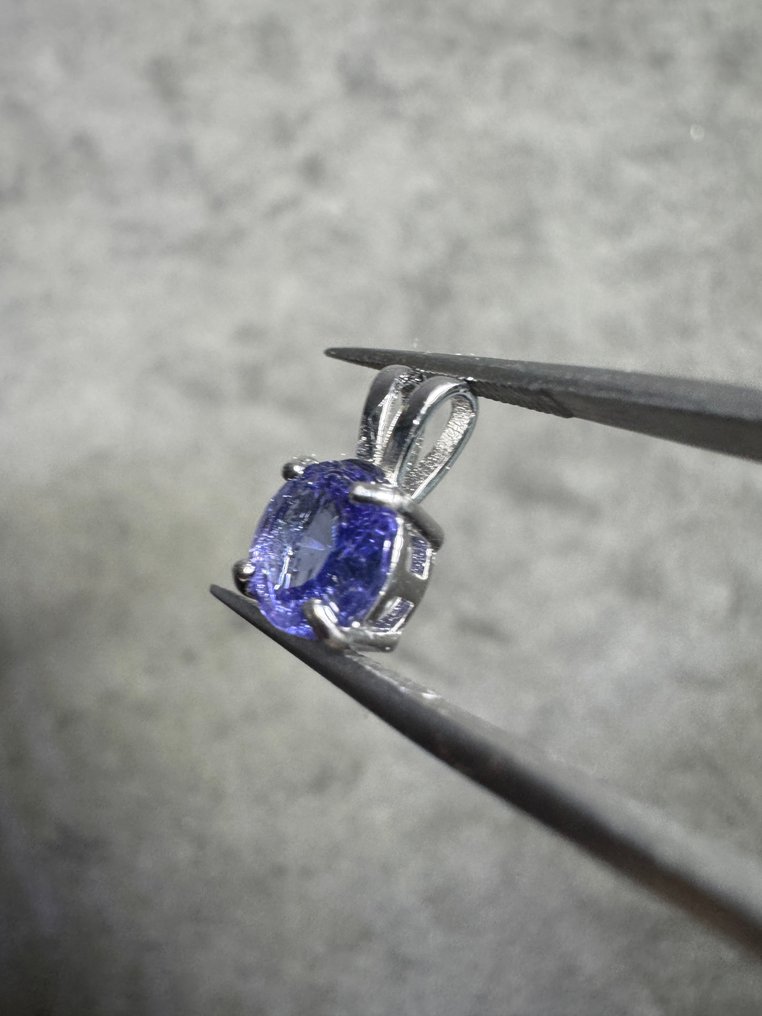 Περαμάν από φυσική τανζανίτη + Ασήμι 925 + αλυσίδα. 21,88ct Κοσμήματα- 4.38 g - (1) #4.3