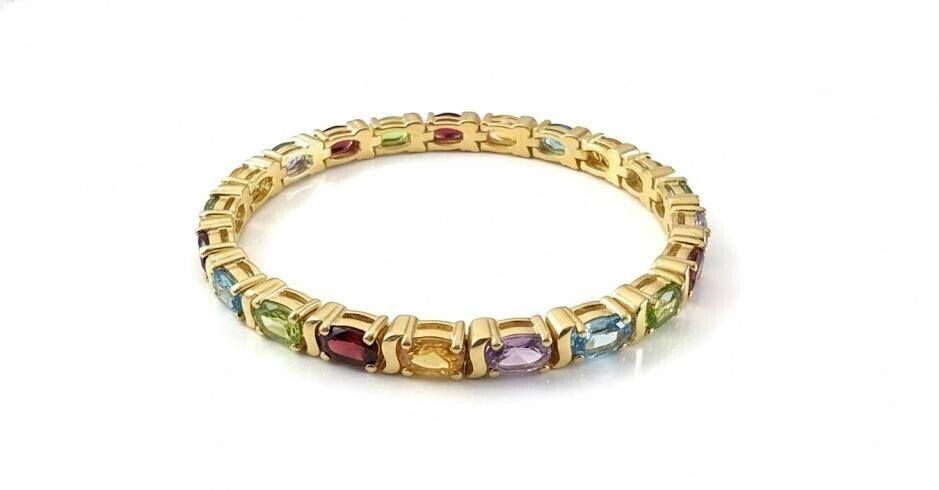 No reserve price - Bracelet Silver -  21.00ct. tw. Peridot - Citrine #2.1