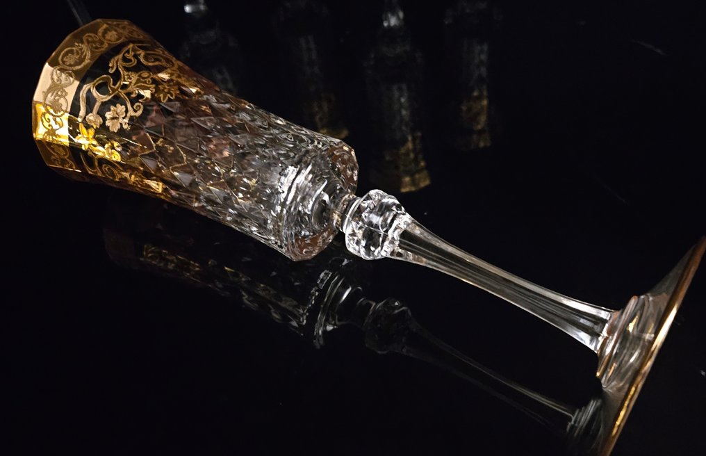 ISMIE LUX - Drinking service (6) - Superior luxury fine flute in gold - Crystal #2.1