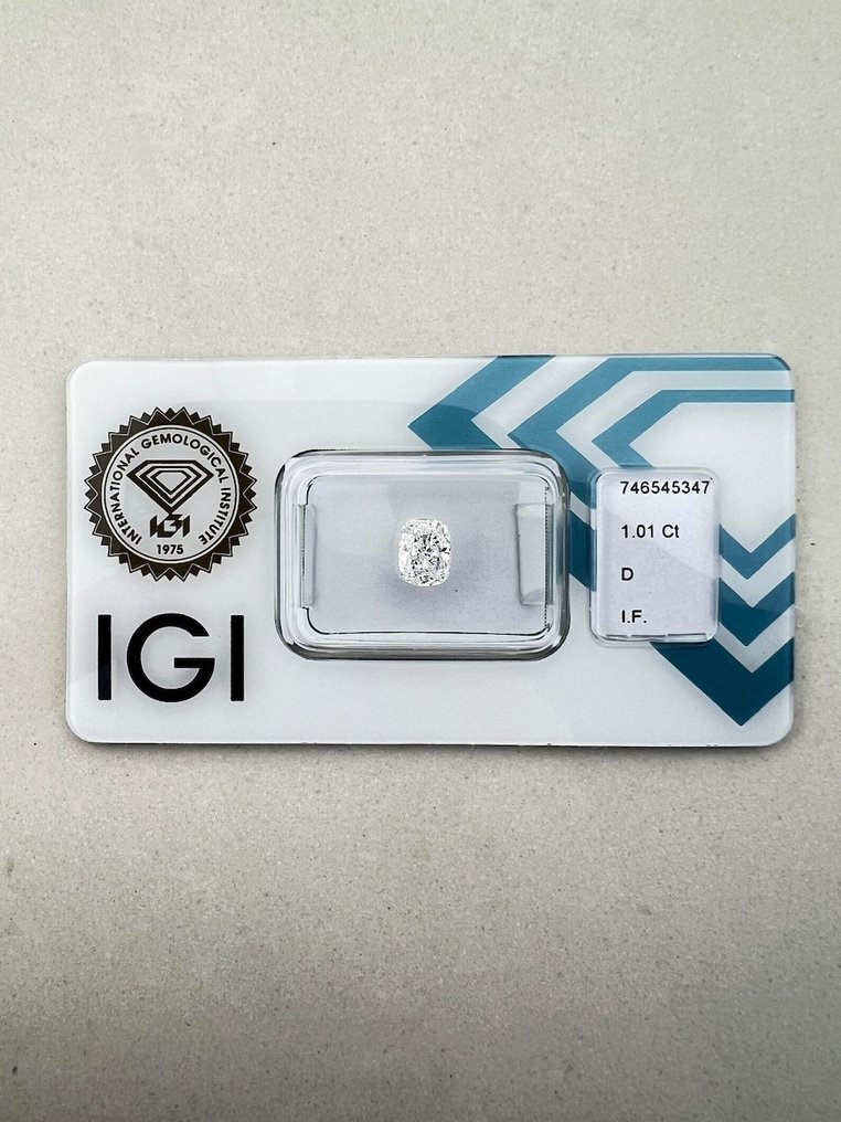 χωρίς τιμή ασφαλείας - 1 pcs Διαμάντι (Φυσικό) - 1.01 ct - Κούσιον - D (άχρωμο) - IF - International Gemological Institute (IGI) #1.0
