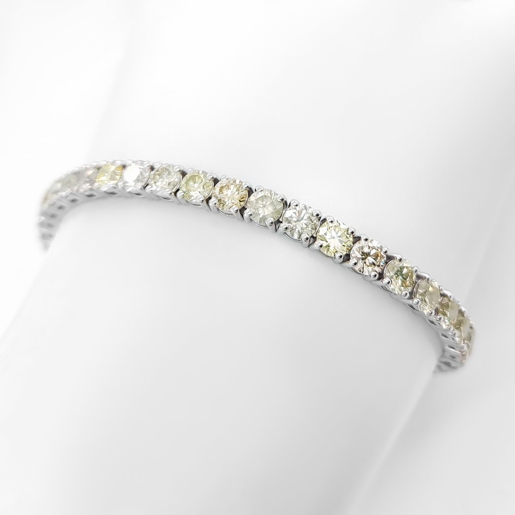 χωρίς τιμή ασφαλείας - Βραχιόλι - 14 καράτια Λευκός χρυσός - 10.98ct. tw. Διαμάντι (Φυσικού χρώματος) #3.2