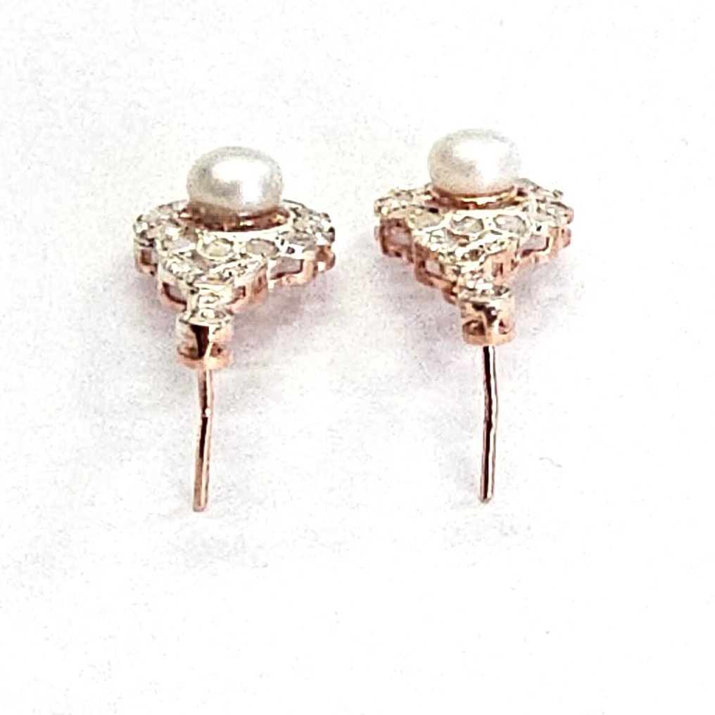 χωρίς τιμή ασφαλείας - Σκουλαρίκια - 9 kt. Ροζ χρυσό, Ασημί - Διαμάντι #4.3