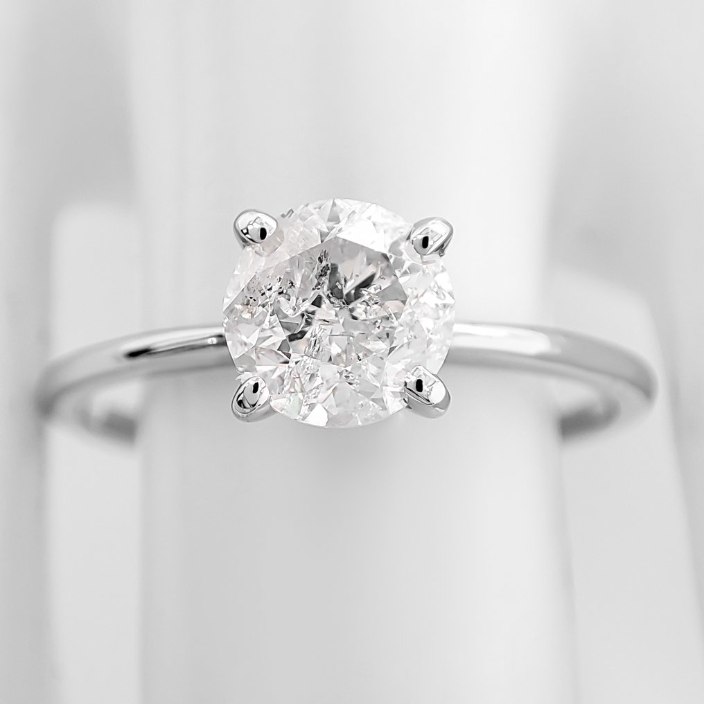 沒有保留價 - 戒指 - 14 克拉 白金 -  0.99ct. tw. 鉆石 (天然) - IGI 证书 #1.0