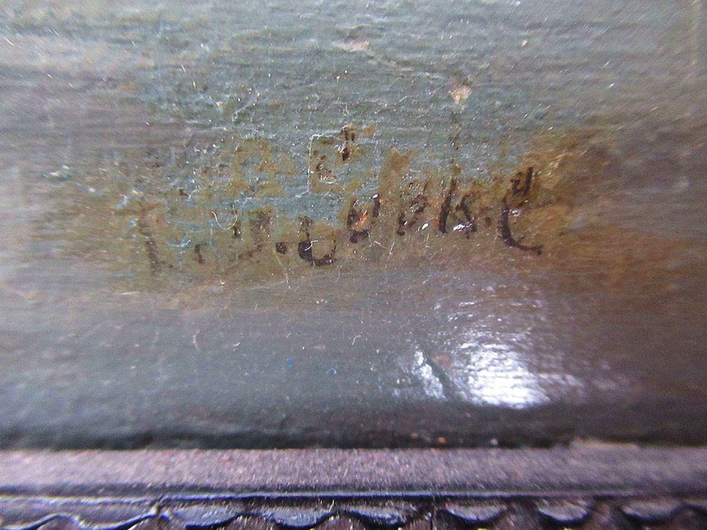 European school (XIX) - Küstenszene mit Seegelschiffen und einer Burg im Hintergrund #2.1