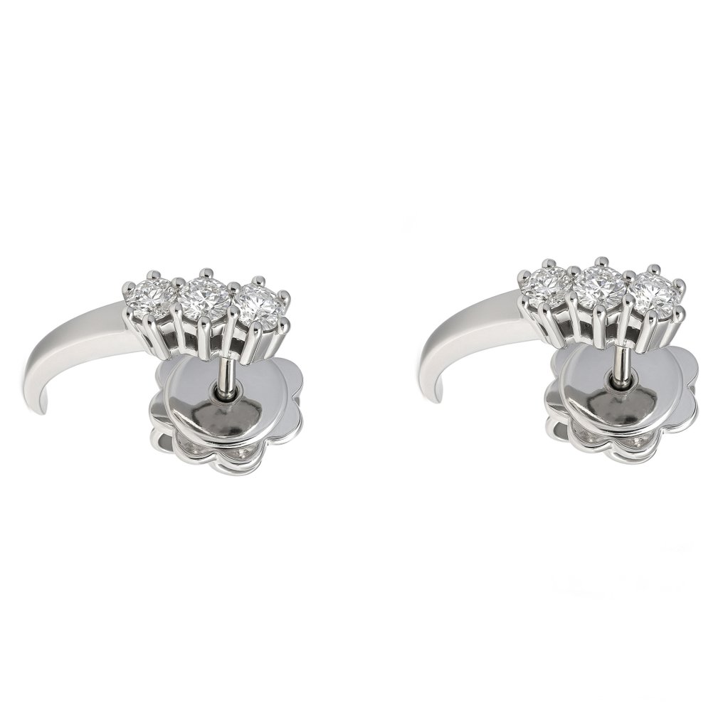 耳环 - 18K包金 白金 -  0.18ct. tw. 钻石 (天然)  #4.3