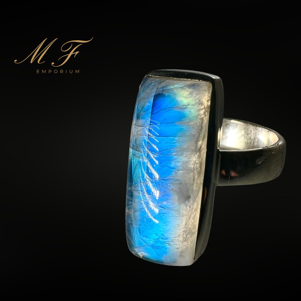 Δαχτυλίδι με Πέτρα Σελήνης - επιχρυσωμένο με ασήμι 925 Ασήμι 925- 9 g - (1) #2.1