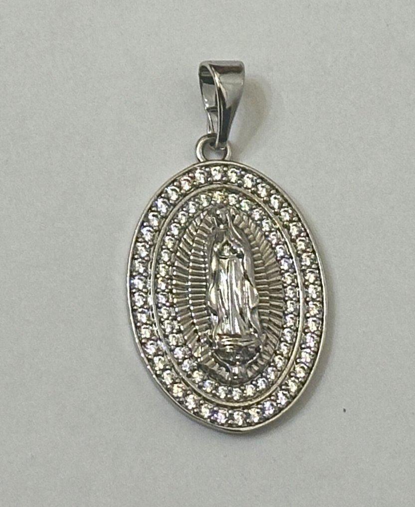 Crisral Murano, (12 mm) con 'Vierge Marie'. Alta qualità AAA. Purezza divina del santo. - Collana con ciondolo - Con chiusura in argento 925 #3.2