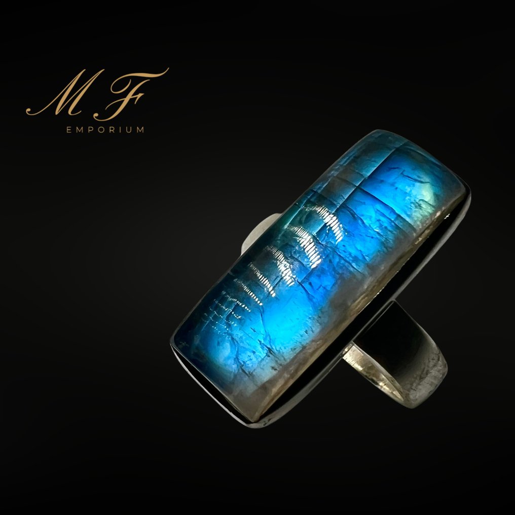 Δαχτυλίδι με Πέτρα Σελήνης - επιχρυσωμένο με ασήμι 925 Ασήμι 925- 9 g - (1) #3.2