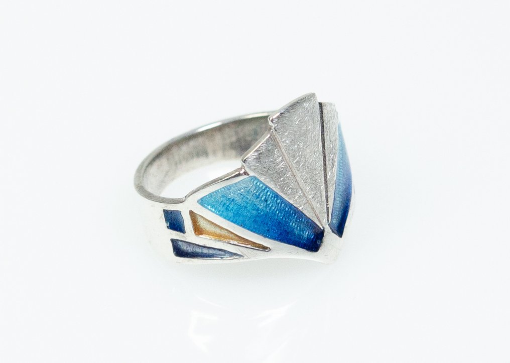 Art Deco - 925 ασημένιο - Emaille - Δαχτυλίδι #4.3