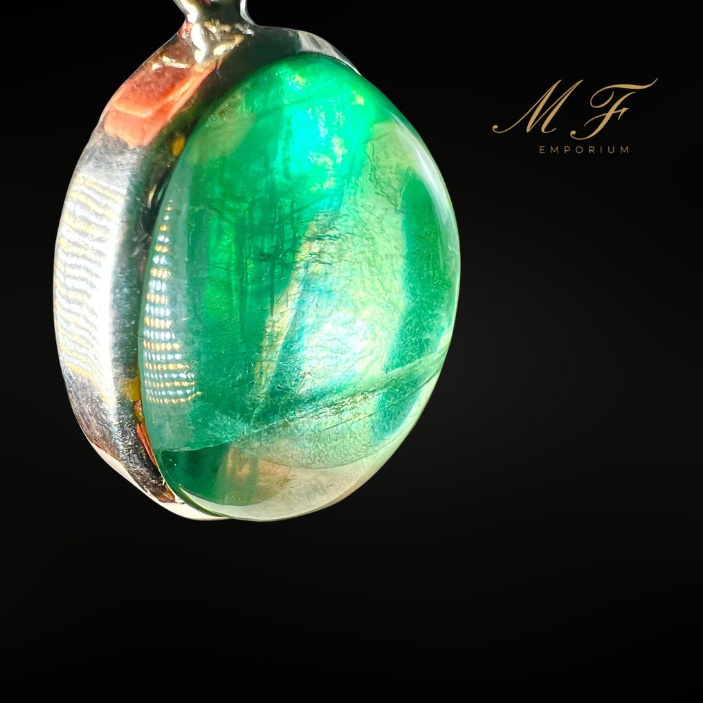 高端天然碧玺，925纯银，展现出令人惊叹的色彩变化。 珠宝 - 高度: 20 mm - 宽度: 15 mm- 9.3 g - (1) #1.0