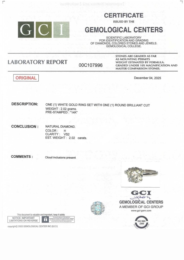 沒有保留價 - 訂婚戒指 - 14 克拉 白金 - 2.02ct. tw. 鉆石 (天然) #3.2