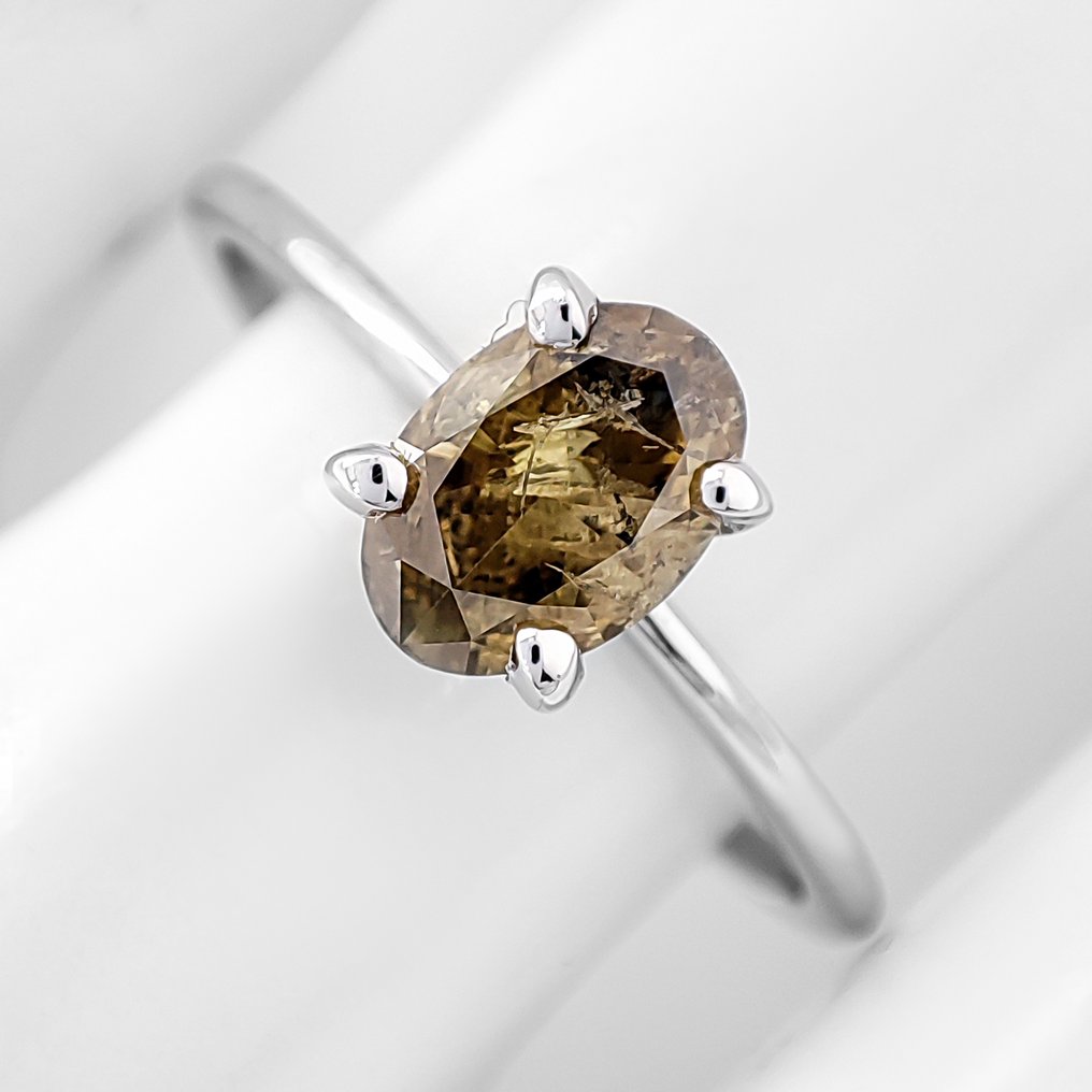 χωρίς τιμή ασφαλείας - Δαχτυλίδι - 14 καράτια Λευκός χρυσός - 1.01ct. tw. Διαμάντι (Φυσικού χρώματος) - Πιστοποιητικό IGI #1.0