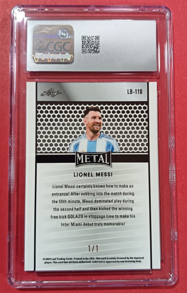 2024 Leaf Collective Metal Lionel Messi #LB-110 Orange Shimmer 1/1 One of one - CGC 10 Graded card #2.1
