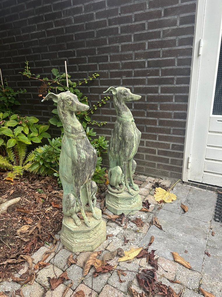 戶外雕塑, Grote Bronzen Whippets - 21e eeuw - 80 cm - 青銅色 #2.1