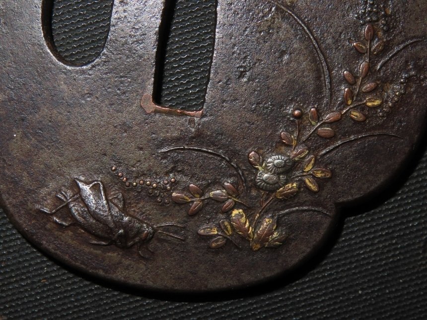 武士刀 - 锻铁 - Locust, Buttefly Akikusa Tsuba : C5-321 - 日本 - 江戶時代(1600-1868) #4.3