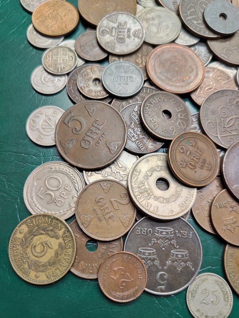 Nordic. Lot of 110 coins, various metals and denominations XX cent.  (No reserve price) #1.0