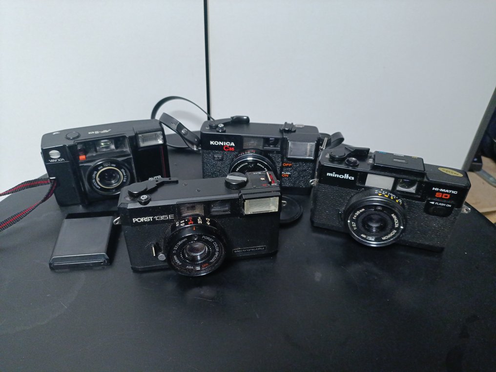 Konica, Minolta, Porst, Sucherkamera, Konvolut C35 / AF-SV / Hi-matic SD / 135E Câmera com visor #1.0