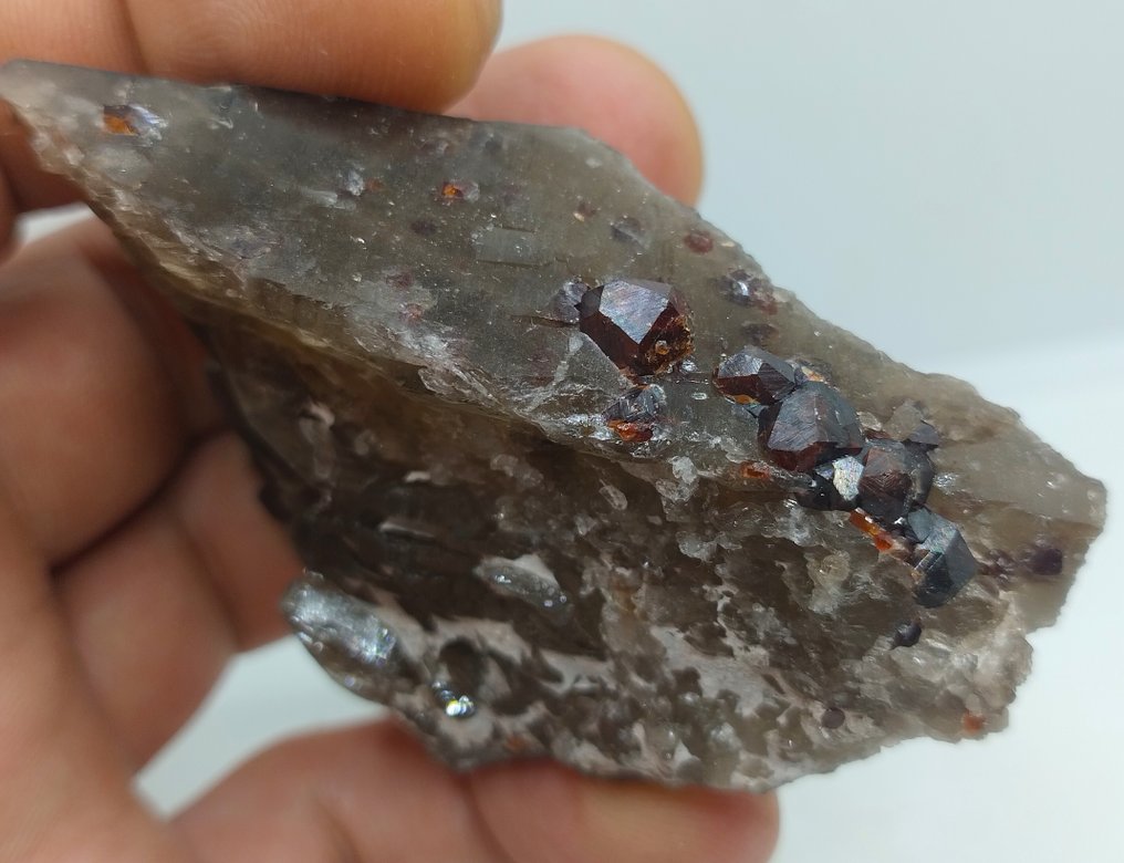 Cristal Natural de Spessartina, Quartzo Fumê, Ortoclásio em Matrix- 67 g #1.0