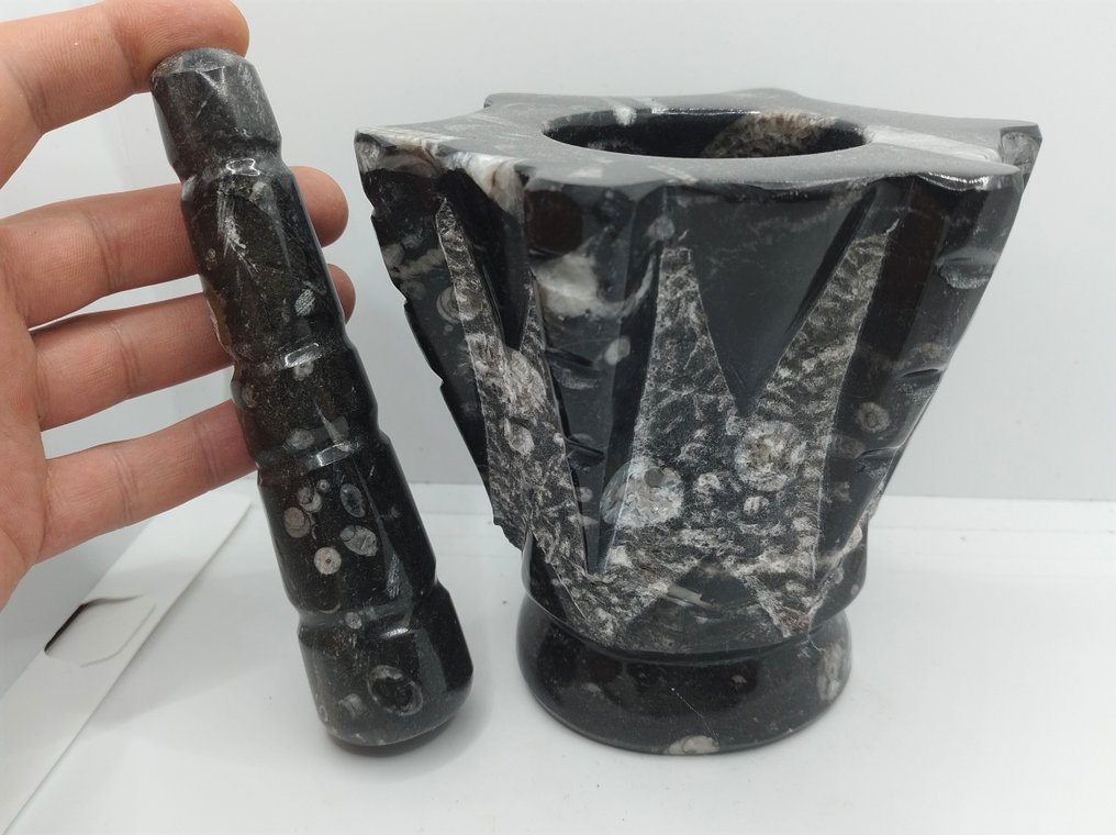 华丽的贝勒姆石 手工制作的研钵和杵- 1.97 kg #1.0