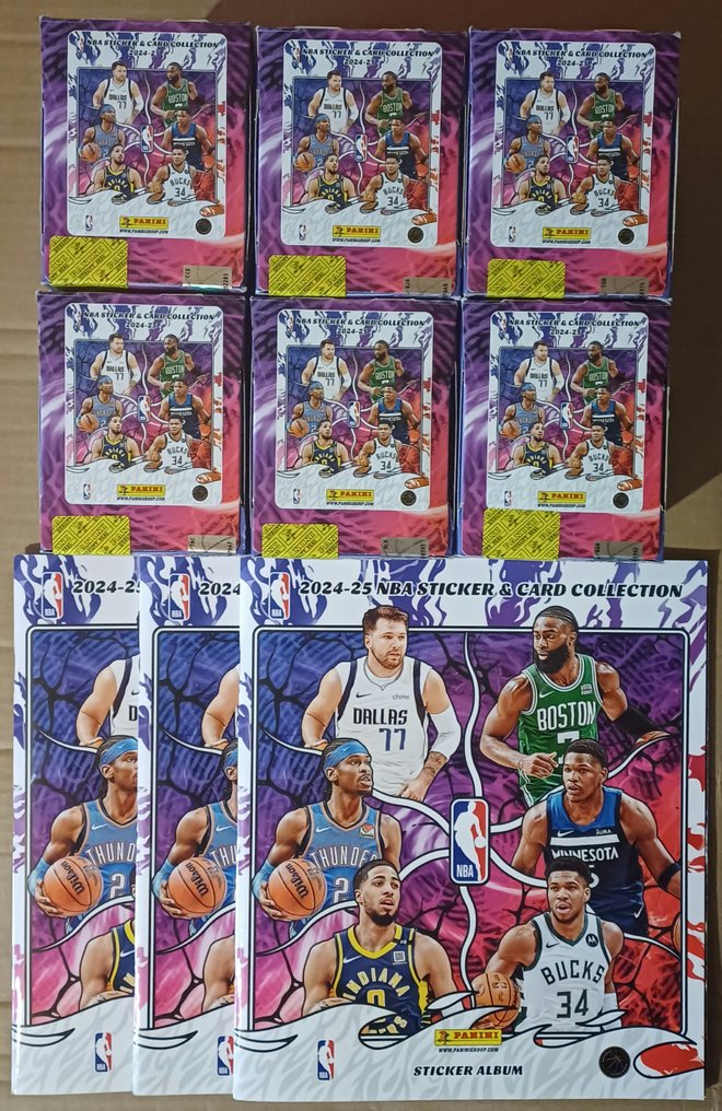2024/25 Panini NBA Sticker & Card Collection Luka Doncic Panini NBA Sticker & Card Collection 2024/25 (6 x Box + 3 x Album) Embalaje original, Sealed box Sealed box - Impecable (I) #1.0