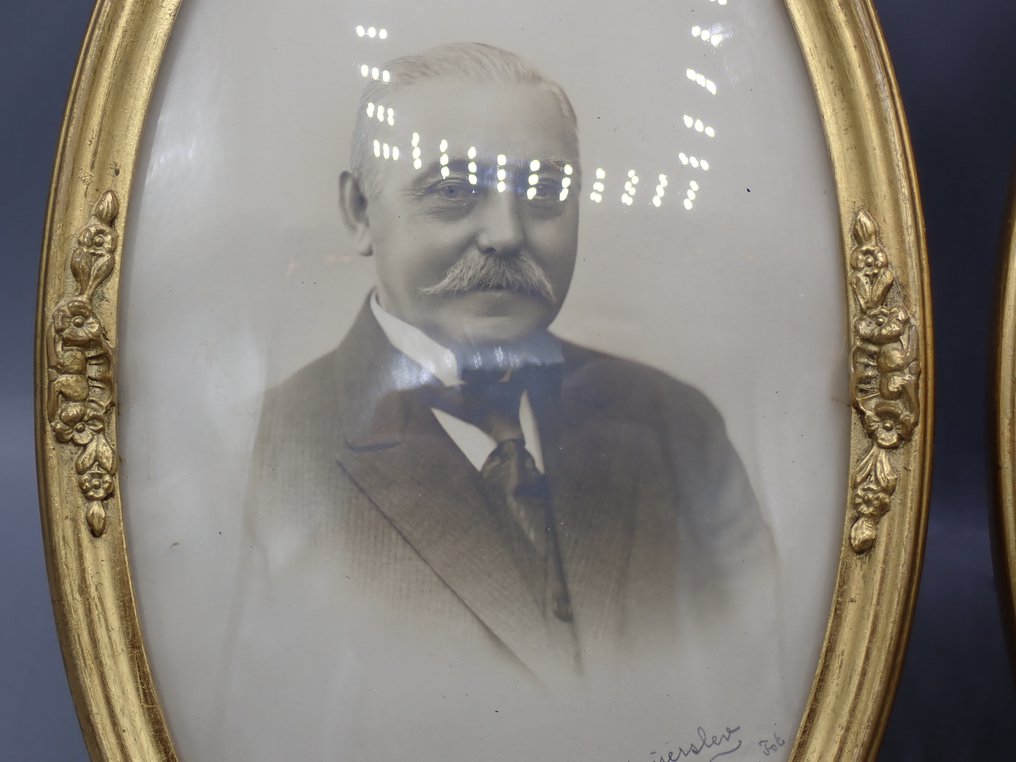 相框 (2) - 鍍金木 - 一对椭圆金箔木制品 #4.3