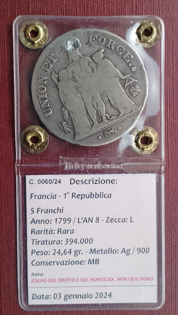 Frankrig. 5 Francs An 8-L, Bayonne (Ingen mindstepris) #2.1