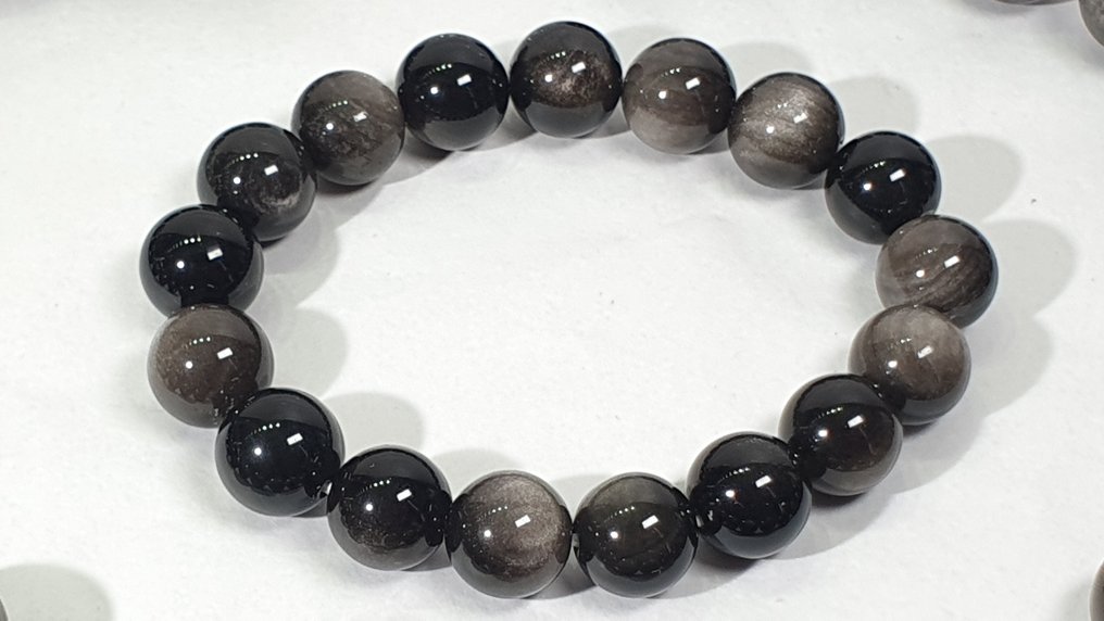 银色黑曜石 - XL - 非常稀有 - 抵抗负能量 - 925纯银 - 项链 #3.2