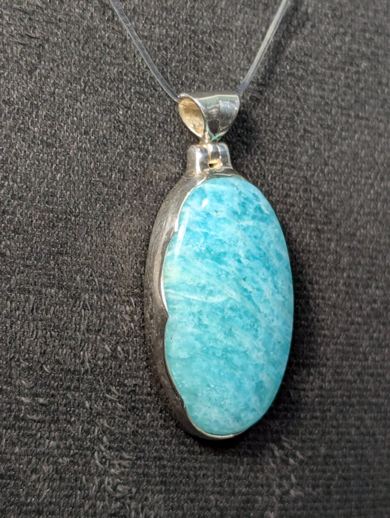 Εντυπωδιακό ασημένιο μενταγιόν 925, εξοπλισμένο με φυσική Αμαζονίτη από τη Βραζιλία. - Κρεμαστό κόσμημα #3.2