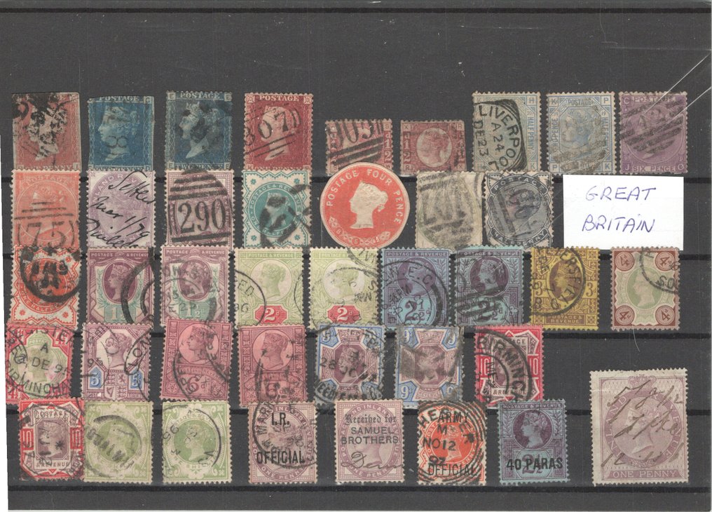Μεγάλη Βρετανία 1850/1938 - Ενδιαφέρον σύνολο κλασικών γραμματοσήμων σε 8 φύλλα αποθέματος. #1.0