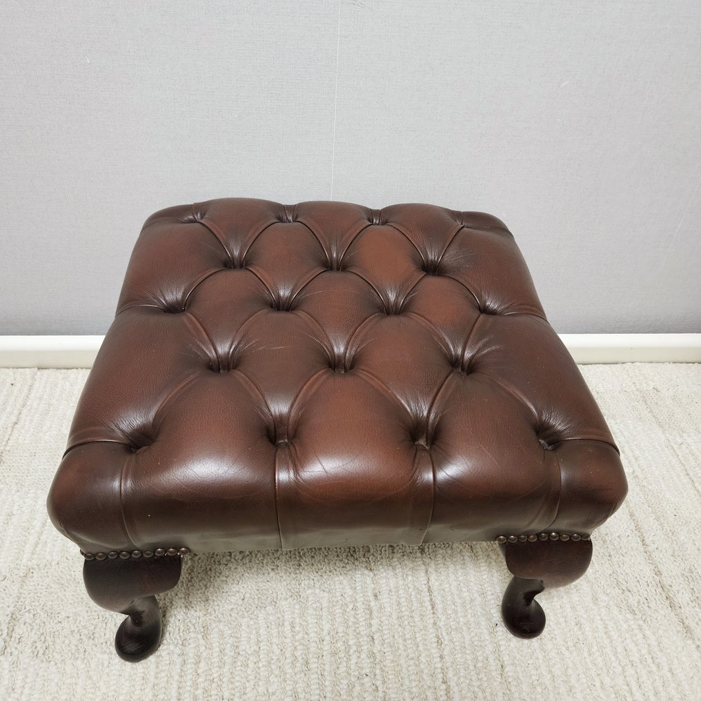 軟墊 - Chesterfield风格脚凳 - 木, 皮革 #3.2