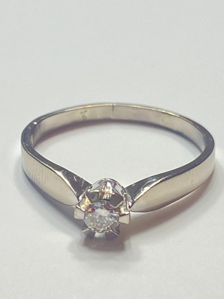 没有保留价 - 戒指 - 18K包金 白金 钻石 (天然) #1.0