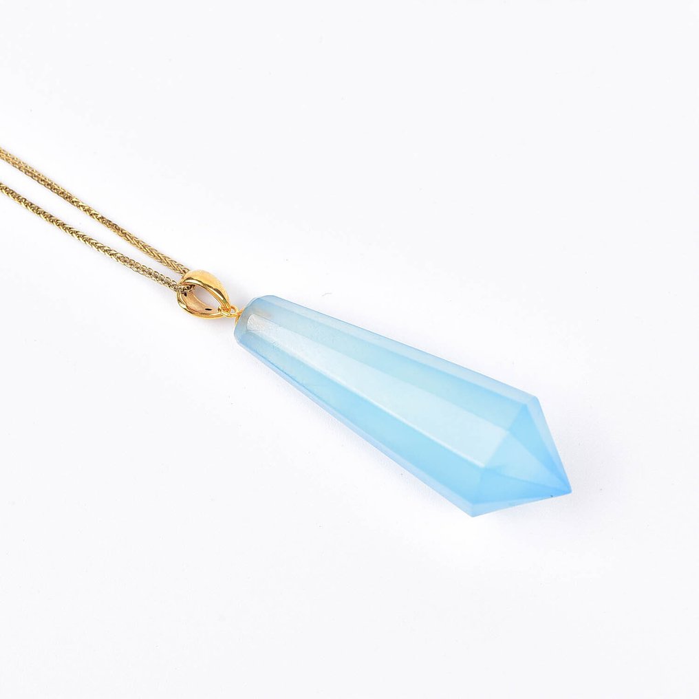 没有保留价 - 吊坠项链 - 18K包金 黄金 海蓝宝石 - ALGT 认证 #4.3