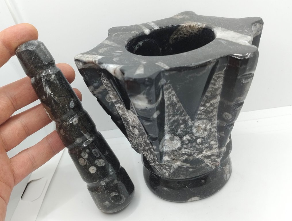 华丽的贝勒姆石 手工制作的研钵和杵- 1.97 kg #1.0