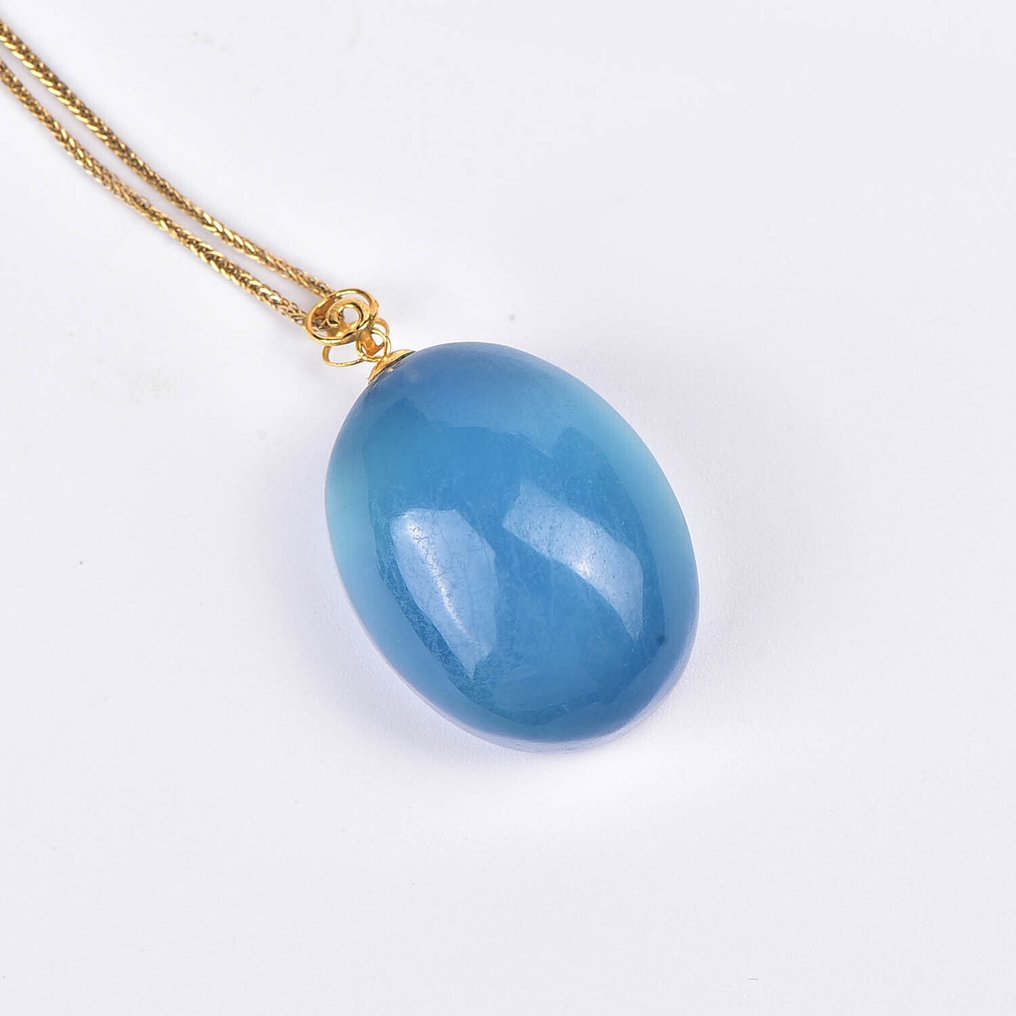 Sem preço de reserva - Colar com pingente - 18 K Ouro amarelo Água-marinha - Certificada pela ALGT #4.3