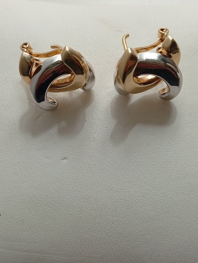 Nincs minimálár - Drop fülbevaló - 18 kt. Sárga arany, Fehér arany #1.0