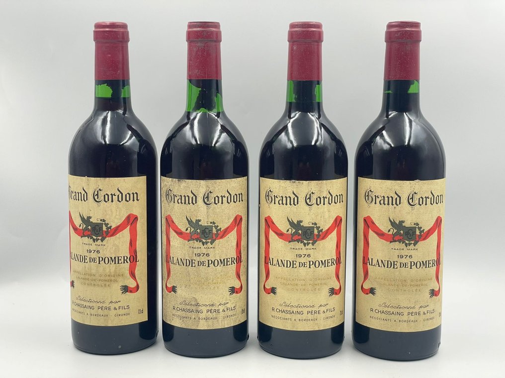 1976 R Chassaing Pere & Fils "Grand Cordon" - 波尔多, Lalande-de-Pomerol - 4 Bottles (0.75L) #1.0
