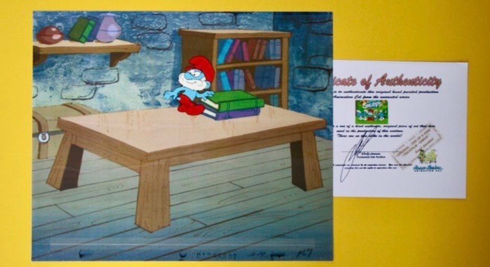 Peyo - De Smurfen - originele animatieproductiecel - met COA - 1981 - met certificaat #1.0