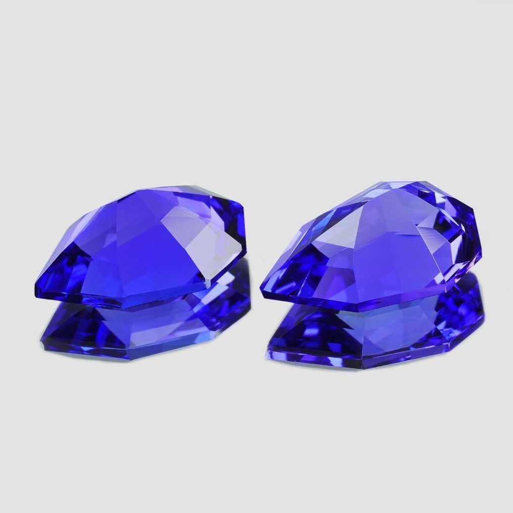 2 pcs Blauw, Violet Tanzaniet - 9.11 ct - nternational Colored Gemstone Association (ICA GemLab) #2.1
