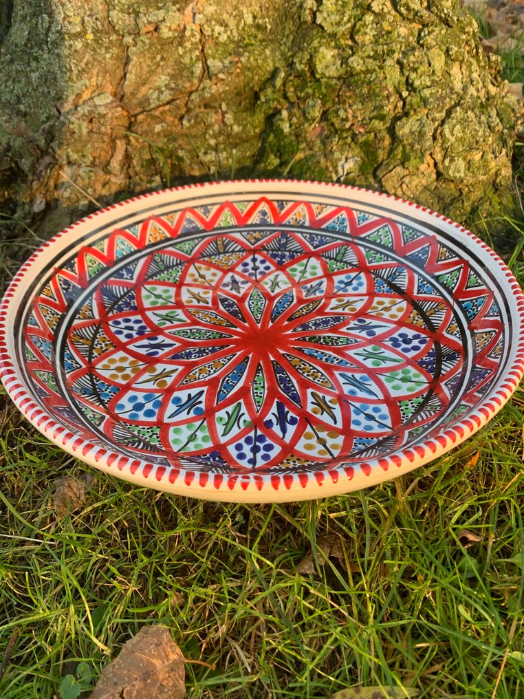 Bol - geometrikus dísztál - Cserép - Dar Jaziri - Sidi Bou Saïd - Kerámia - Tunézia - Late 20th century #1.0