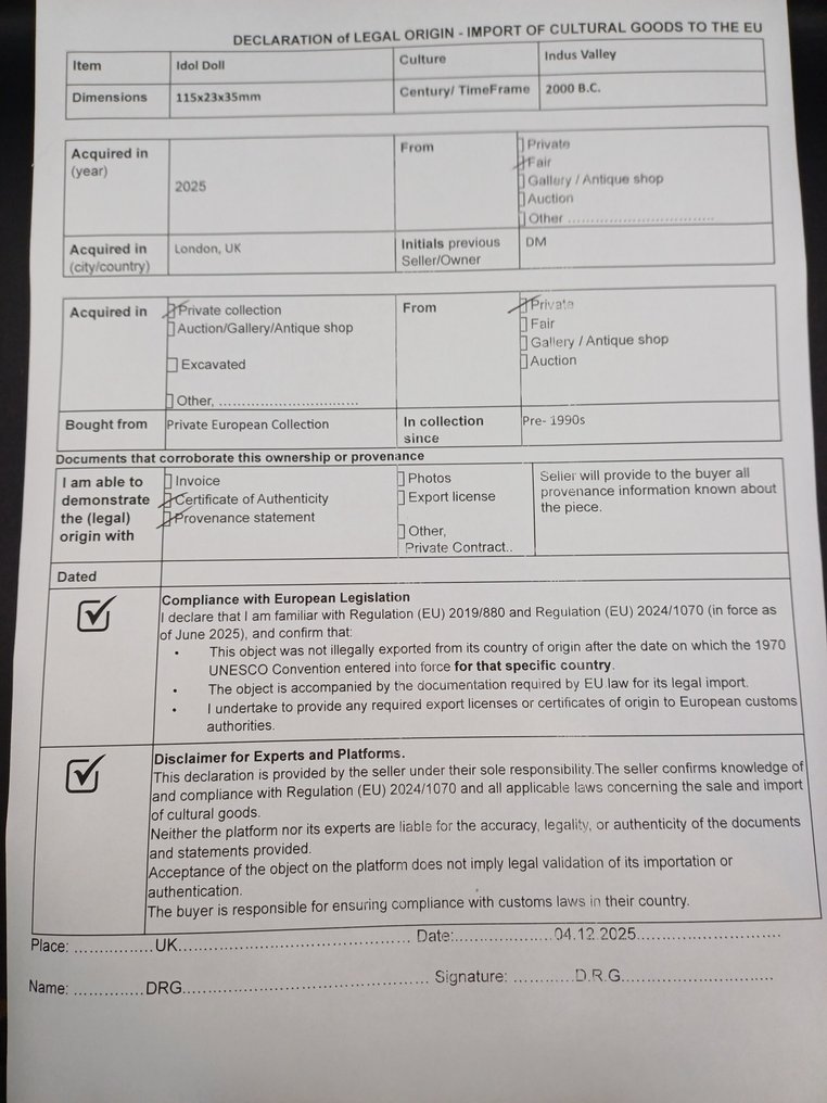 哈拉帕文明 Terracotta Idol Doll - 115 mm  (没有保留价) #4.3