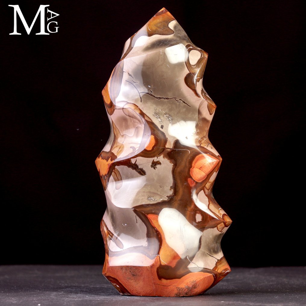 Natural Art Design Polychrome Jasper Vortex – Flame Sculpture - Altezza: 218 mm - Larghezza: 100 mm- 2139 g #2.1